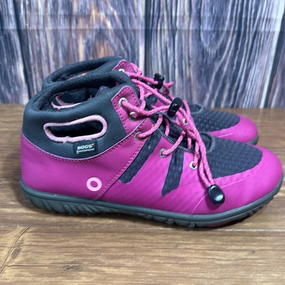 Bogs Girls Ankle Boots Youth size 5 Bungee Pink Gray Hiking Waterproof Booties - Picture 3 of 14